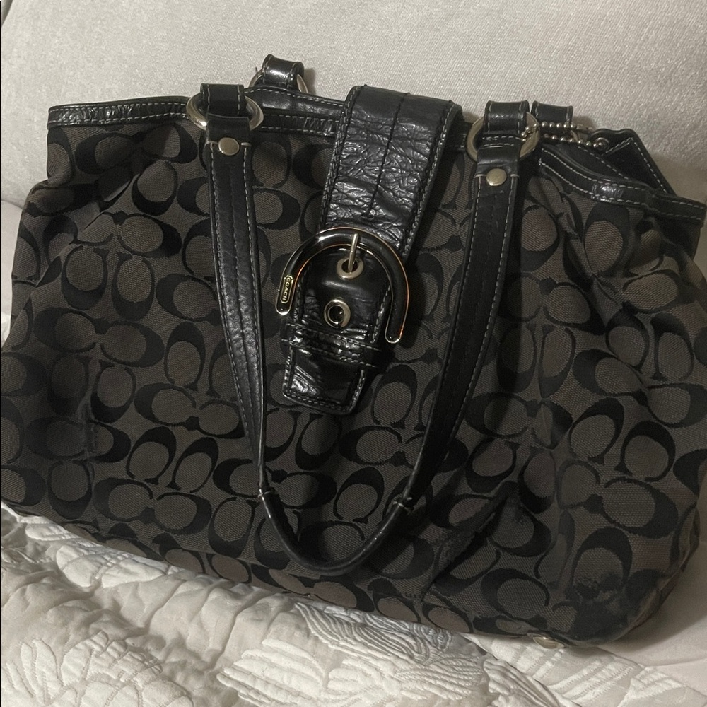Black and silver hardware Coach Tote Bag